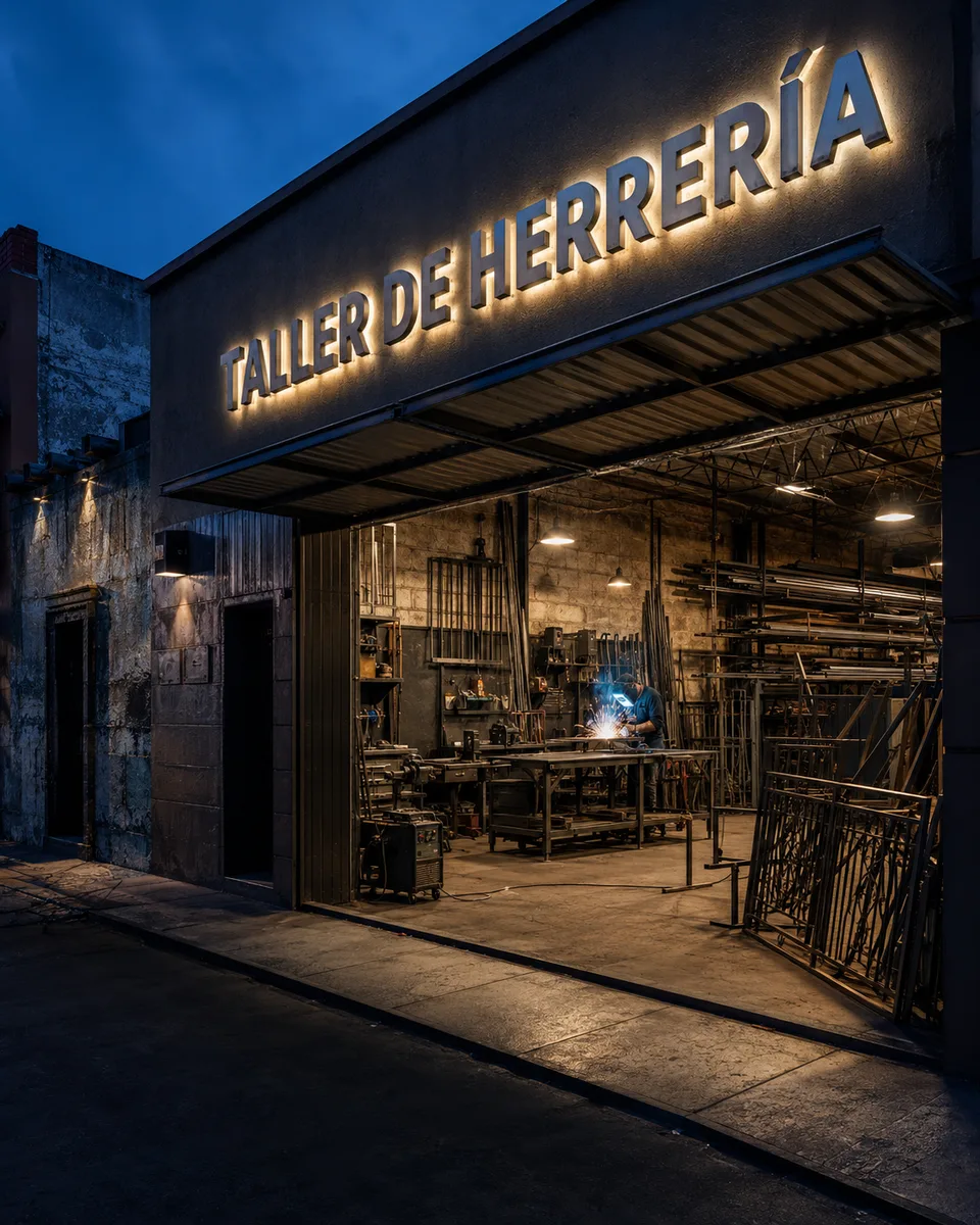 Fachada ilustrativa de un taller de herrería