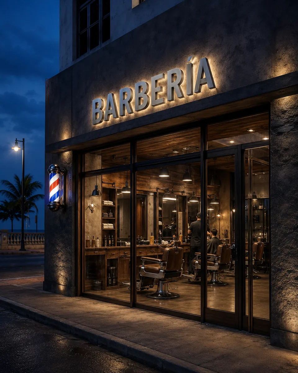 Fachada ilustrativa de una barbería