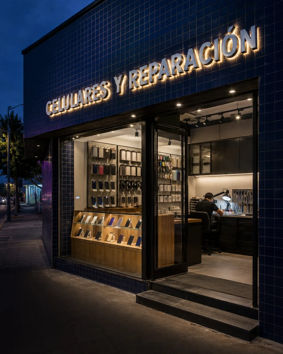 Fachada ilustrativa de una tienda de celulares